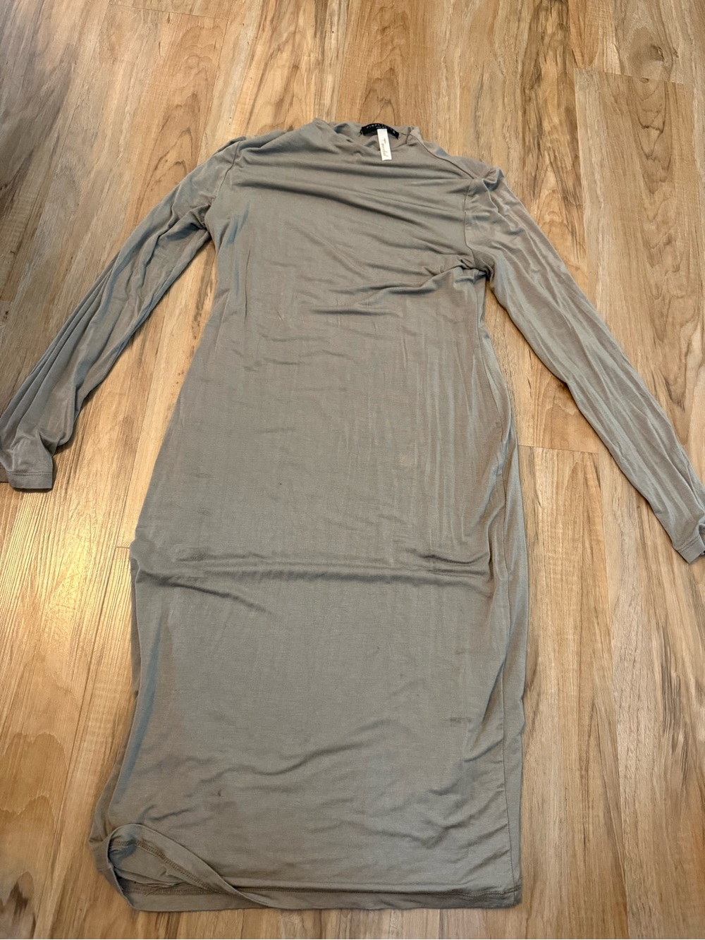 Final Touch Long Sleeve Taupe Midi Dress